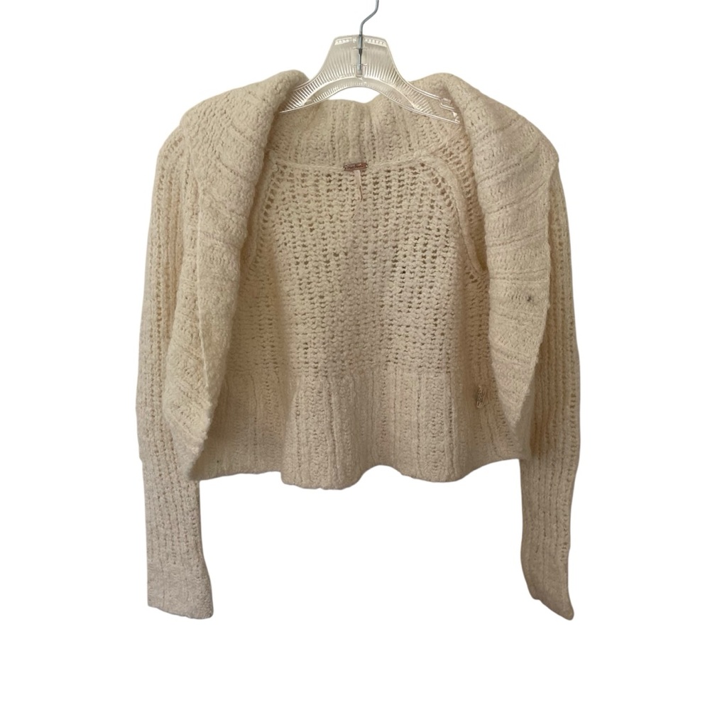 Free People Cropped Cream Knit Wool Blend Shawl
